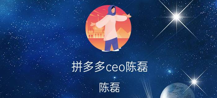 拼多多ceo陈磊（陈磊 拼多多联合创始人、董事长）